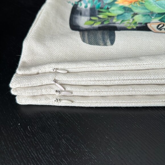 Fall Pillow Covers 18x18 (approximately) - Set of 4 Farmhouse - Home Sunflowers - Picture 7 of 9